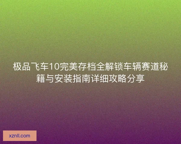 极品飞车10完美存档全解锁车辆赛道秘籍与安装指南详细攻略分享