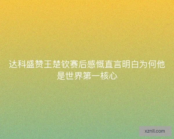 达科盛赞王楚钦赛后感慨直言明白为何他是世界第一核心